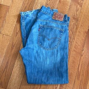 Levis 569 Jeans Mens 33x32 Blue Medium Wash Relaxed Straight 100% Cotton Denim